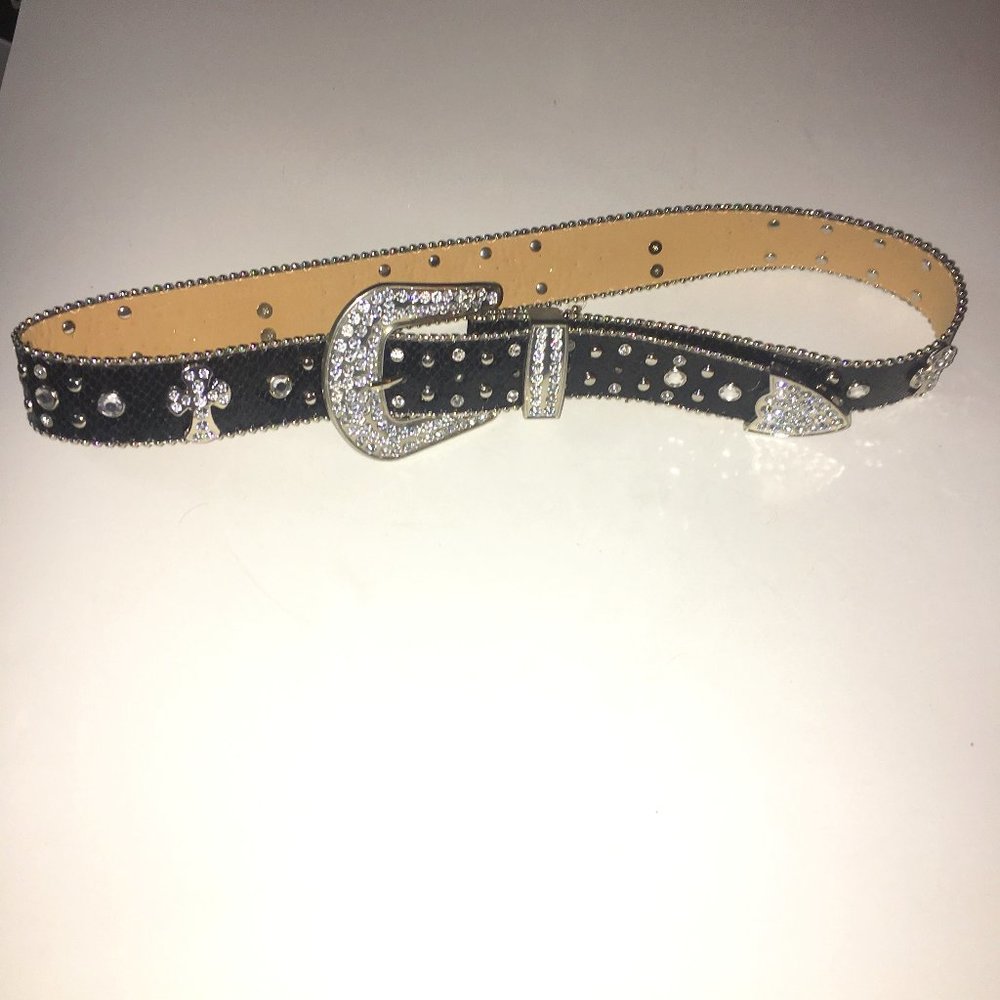 Like NEW Leather Belt W/ Rhinestones